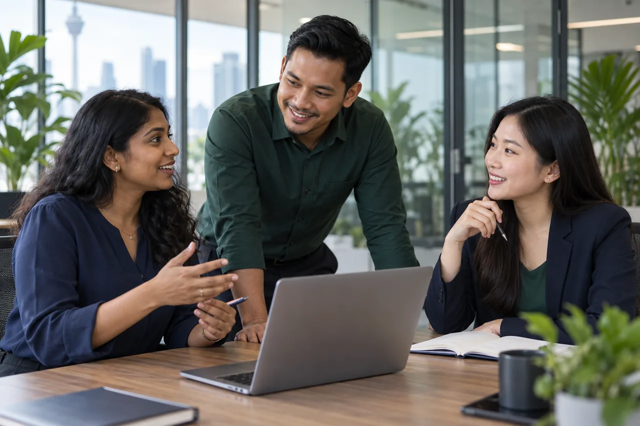 AI-generated Malaysian Indian, Malay and Malaysian Chinese professionals